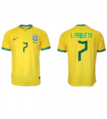 Brasilien Lucas Paqueta #7 Hemmatröja VM 2022 Korta ärmar
